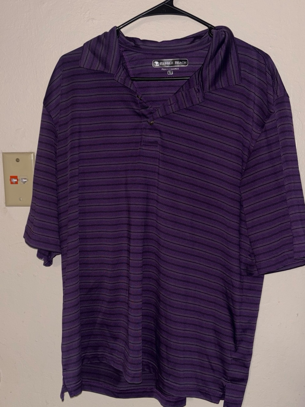 Pebble Beach Deep Purple Striped Polo Shirt